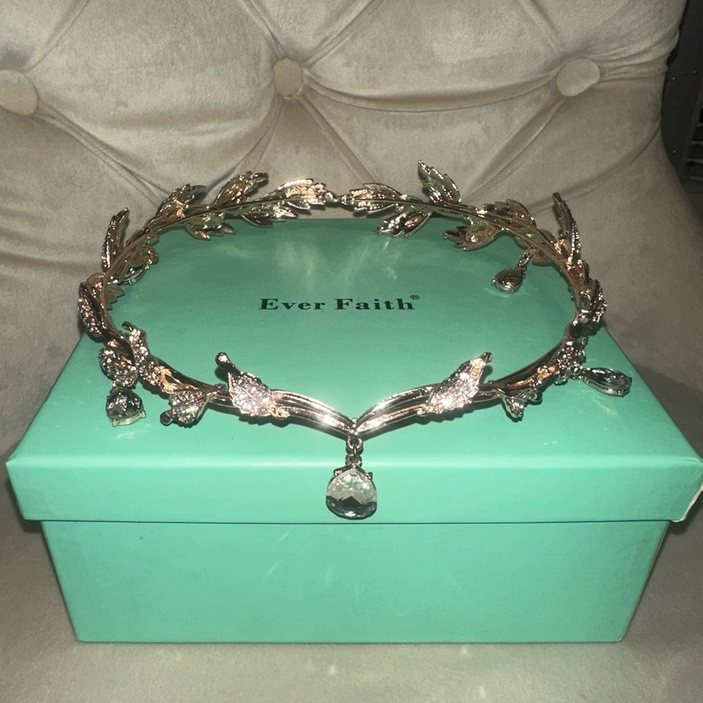 Rose Gold Leaf  Cz Headband